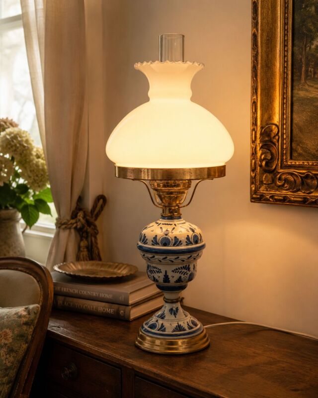 Lampa z delftského porcelánu (Delft Blue)